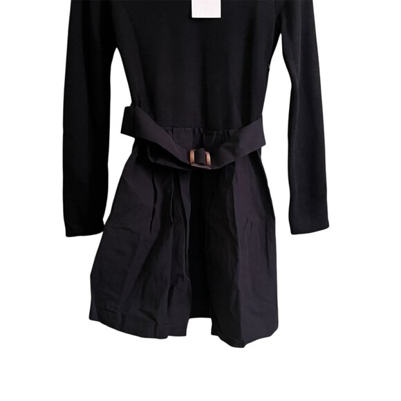 Zara Black Belted Long Sleeve Mini Dress Chic & Sustainable Minimalist Sz Small - Picture 5 of 10